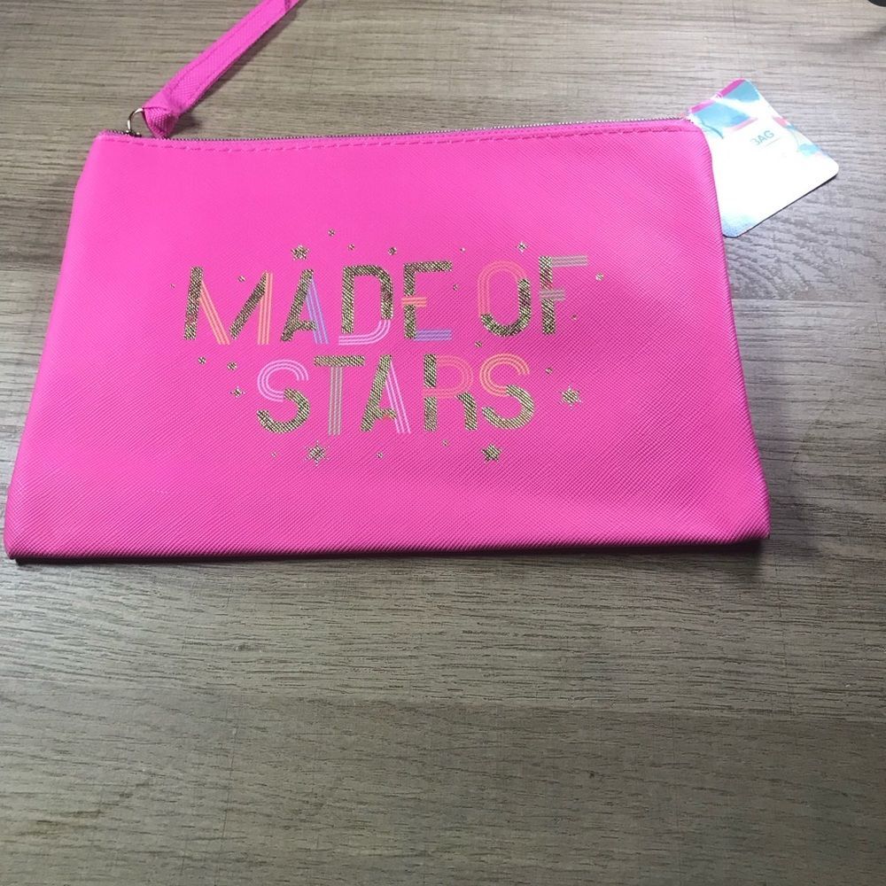 Vibrant Pink 'Made of Stars' Cosmetic Makeup Bag